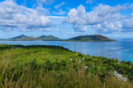 Blick von oben auf die Insel Nacula, Yasawa-Inselgruppe, Fidschi, Südpazifik-Inseln,