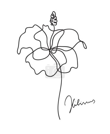 Foto de Hermosa flor de hibisco. Diseño de concepto de arte de línea. Dibujo continuo de línea. Símbolo de flor estilizada. Ilustración vectorial - Imagen libre de derechos