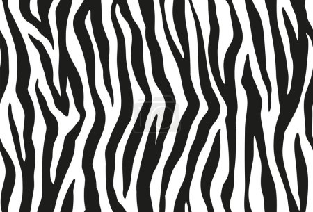 Illustration for Zebra stripes seamless pattern. Tiger stripes skin print design. Wild animal hide artwork background. Black and white vector illustration - Royalty Free Image