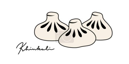 Foto de Logo de Khinkali. Conjunto de khinkalis dibujado a mano. Ilustración del icono vectorial. Plato tradicional de la cocina georgiana. - Imagen libre de derechos