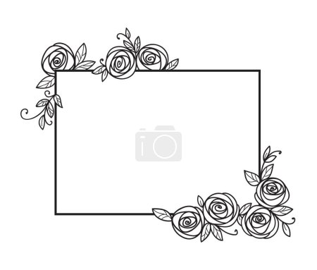 Foto de Marco floral lindo vintage. Ilustración dibujada a mano para boda, saludo, diseño de decoración de cumpleaños - Imagen libre de derechos