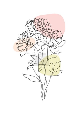 Foto de Hermosa flor de peonía. Diseño de concepto de arte de línea. Dibujo continuo de línea. Ilustración vectorial - Imagen libre de derechos