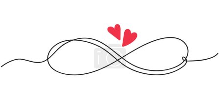 Foto de Infinity love icon. Continuous line art drawing Hearts with Infinity symbol. Friendship and love concept. Best friend forever. Vector illustration. - Imagen libre de derechos