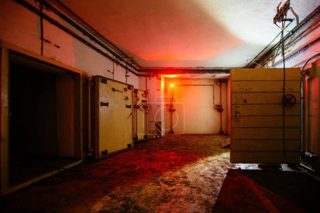 Bunker hosting nuclear weaponry with large blast proof armored door
