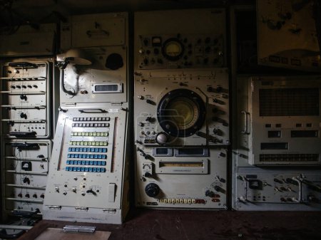 Old military radio communication equipment.