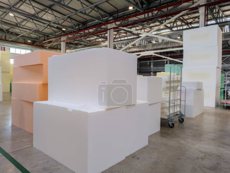 Photo for Blocks of foam rubber in warehouse. - Royalty Free Image