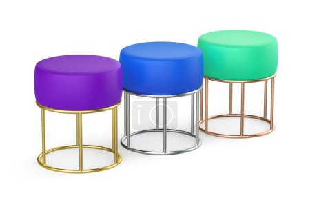 Photo for Three stools with different colors on white background - Royalty Free Image