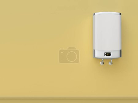 Smart storage water heater on the bathroom wall