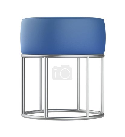 Photo for Blue leather stool isolated on white background - Royalty Free Image