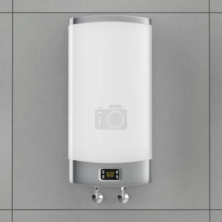 Téléchargez les photos : Electric storage water heater in the bathroom - en image libre de droit