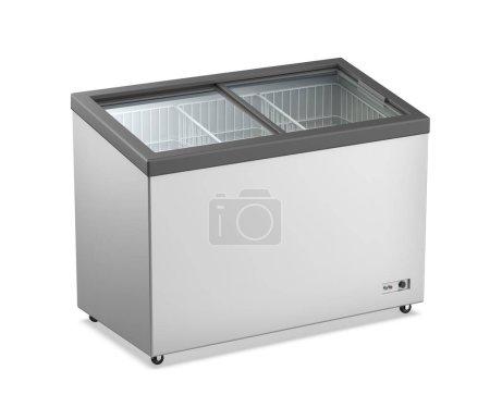 Photo for Double glass door chest freezer for ice creams, meat, vegetables and fruits - Royalty Free Image