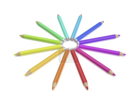 Téléchargez les photos : Crayons pour les yeux colorés sur fond blanc - en image libre de droit