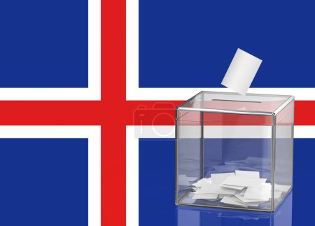 Ballot box with the flag of Iceland, concept image for election in Iceland