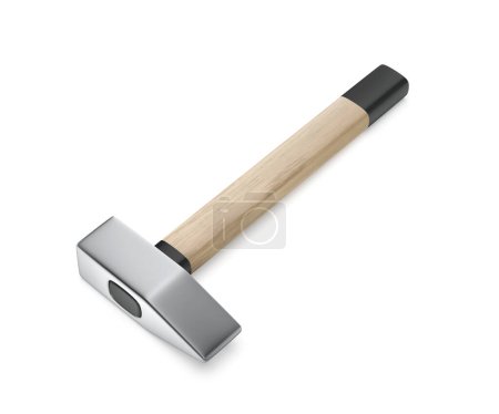 Hammer with wooden handle on a white background