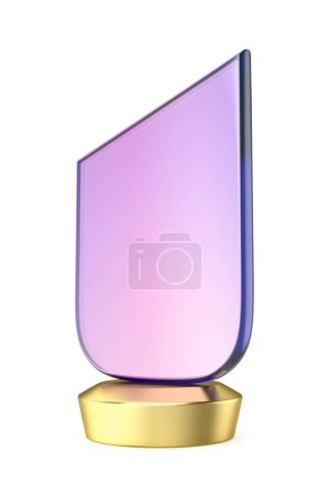 Trophäe aus violettem Glas auf goldenem Sockel