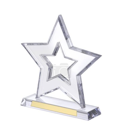 Award trophy with crystal star, isolated on white background