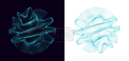 Illustration for Virtual Assistant Voice Recognition Abstract Particles Visualization. Technology Background. AI Artificial Intelligence Dots Sphere. Vector Illustration. - Royalty Free Image