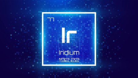 Iridium. Periodic Table Element. Chemical Element Card with Number and Atomic Weight. Design for Education, Lab, Science Class. Vector Illustration. 