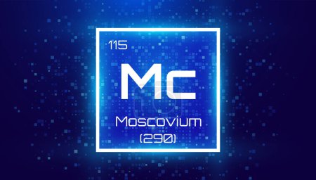 Moscovium. Periodic Table Element. Chemical Element Card with Number and Atomic Weight. Design for Education, Lab, Science Class. Vector Illustration. 