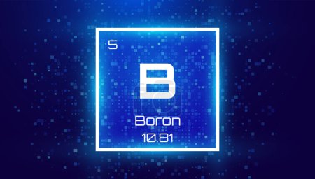 Boron. Periodic Table Element. Chemical Element Card with Number and Atomic Weight. Design for Education, Lab, Science Class. Vector Illustration. 