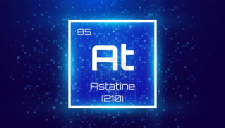 Astatine. Periodic Table Element. Chemical Element Card with Number and Atomic Weight. Design for Education, Lab, Science Class. Vector Illustration. 