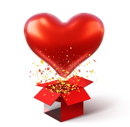 Illustration for Red Valentine Heart. Happy Valentine's Day. Decoration Element for Valentine's Day Wedding or Birthday. Love Vector Illustration. - Royalty Free Image