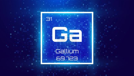 Gallium. Periodic Table Element. Chemical Element Card with Number and Atomic Weight. Design for Education, Lab, Science Class. Vector Illustration. 