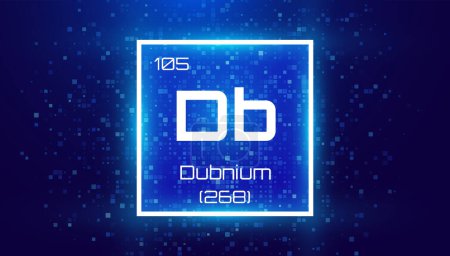Illustration for Dubnium. Periodic Table Element. Chemical Element Card with Number and Atomic Weight. Design for Education, Lab, Science Class. Vector Illustration. - Royalty Free Image