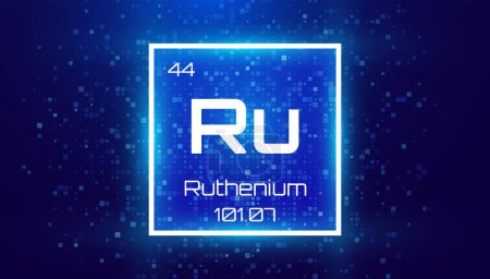 Illustration for Ruthenium. Periodic Table Element. Chemical Element Card with Number and Atomic Weight. Design for Education, Lab, Science Class. Vector Illustration. - Royalty Free Image
