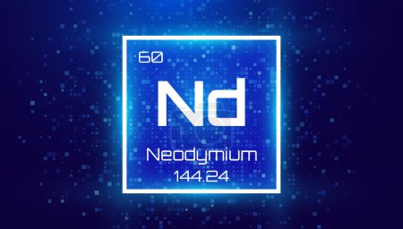 Neodym. Periodensystem Element. Chemische Elementkarte mit Anzahl und Atomgewicht. Design for Education, Labor, Science Class. Vektorillustration. 