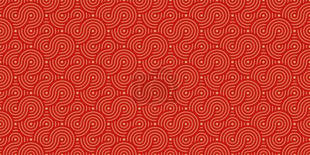 Ilustración de Patrón inconsútil chino círculos de oro rojo elementos abstractos. ilustración vectorial. - Imagen libre de derechos