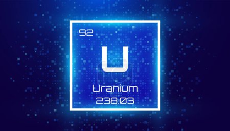Illustration for Uranium. Periodic Table Element. Chemical Element Card with Number and Atomic Weight. Design for Education, Lab, Science Class. Vector Illustration. - Royalty Free Image