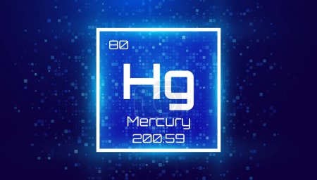 Illustration for Mercury. Periodic Table Element. Chemical Element Card with Number and Atomic Weight. Design for Education, Lab, Science Class. Vector Illustration. - Royalty Free Image