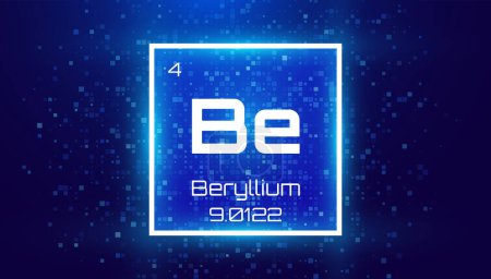Beryllium. Periodic Table Element. Chemical Element Card with Number and Atomic Weight. Design for Education, Lab, Science Class. Vector Illustration. 