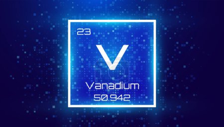 Vanadium. Periodic Table Element. Chemical Element Card with Number and Atomic Weight. Design for Education, Lab, Science Class. Vector Illustration. 