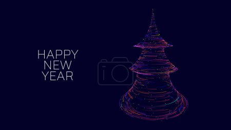 Illustration for Vector glowing christmas tree. christmas background. new year card - Royalty Free Image