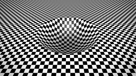 Ilustración de Representación en blanco y negro 3 d de una esfera en superficie a cuadros - Imagen libre de derechos