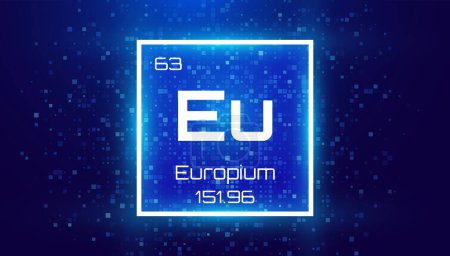 Europium. Periodic Table Element. Chemical Element Card with Number and Atomic Weight. Design for Education, Lab, Science Class. Vector Illustration. 