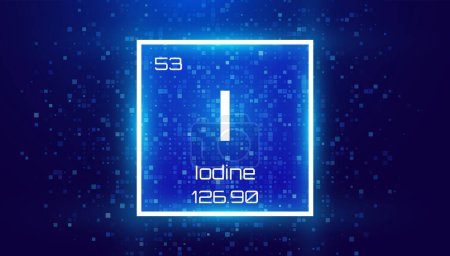 Illustration for Iodine. Periodic Table Element. Chemical Element Card with Number and Atomic Weight. Design for Education, Lab, Science Class. Vector Illustration. - Royalty Free Image