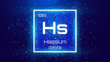 Illustration for Hassium. Periodic Table Element. Chemical Element Card with Number and Atomic Weight. Design for Education, Lab, Science Class. Vector Illustration. - Royalty Free Image