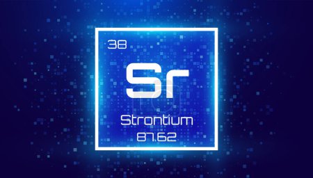 Strontium. Periodic Table Element. Chemical Element Card with Number and Atomic Weight. Design for Education, Lab, Science Class. Vector Illustration. 