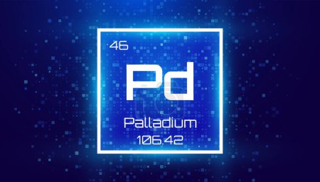 Palladium. Periodic Table Element. Chemical Element Card with Number and Atomic Weight. Design for Education, Lab, Science Class. Vector Illustration. 