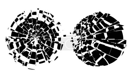 Téléchargez les illustrations : Abstrait verre noir et blanc brisé fond vectoriel - en licence libre de droit