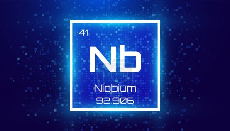 Illustration for Niobium. Periodic Table Element. Chemical Element Card with Number and Atomic Weight. Design for Education, Lab, Science Class. Vector Illustration. - Royalty Free Image