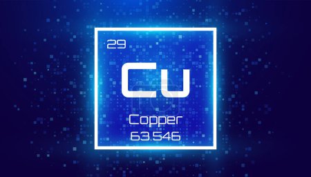 Illustration for Copper. Periodic Table Element. Chemical Element Card with Number and Atomic Weight. Design for Education, Lab, Science Class. Vector Illustration. - Royalty Free Image