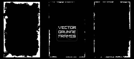 Téléchargez les illustrations : Fond grunge noir et blanc. vecteur grunge affiche cadres - en licence libre de droit
