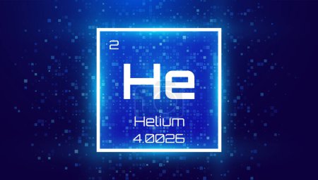 Illustration for Helium. Periodic Table Element. Chemical Element Card with Number and Atomic Weight. Design for Education, Lab, Science Class. Vector Illustration. - Royalty Free Image