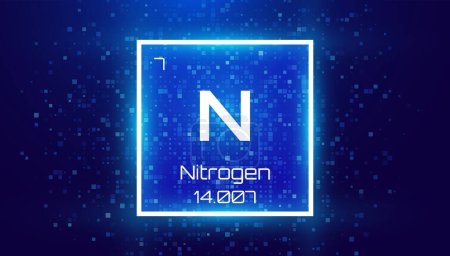 Illustration for Nitrogen. Periodic Table Element. Chemical Element Card with Number and Atomic Weight. Design for Education, Lab, Science Class. Vector Illustration. - Royalty Free Image