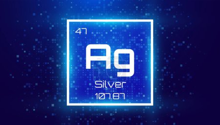 Illustration for Silver. Periodic Table Element. Chemical Element Card with Number and Atomic Weight. Design for Education, Lab, Science Class. Vector Illustration. - Royalty Free Image