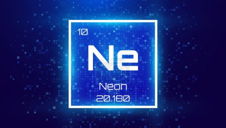 Illustration for Neon. Periodic Table Element. Chemical Element Card with Number and Atomic Weight. Design for Education, Lab, Science Class. Vector Illustration. - Royalty Free Image